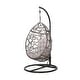 preview thumbnail 7 of 11, Cayuse Outdoor Wicker Hanging Tear Drop Chair by Christopher Knight Home Gray + Black
