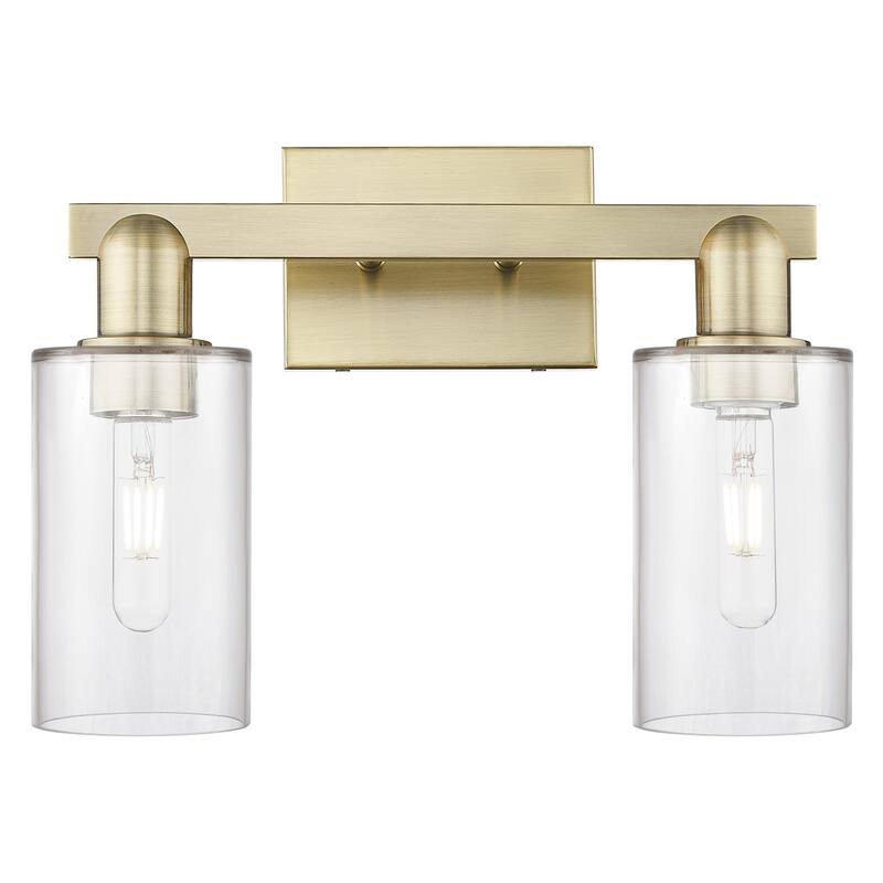 Innovations Lighting Endless Possibilities Arcadia - Clymer - 2 Light 15" Bath Vanity Light - Antique Brass/Clear