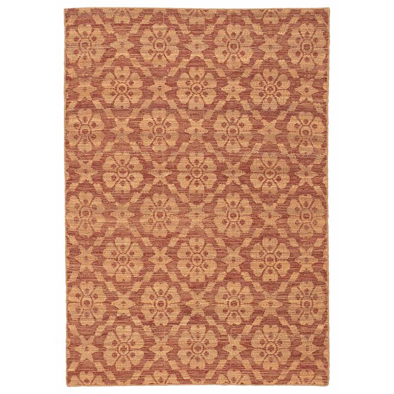 ECARPETGALLERY Flat-Weave Palas Denizli Dark Red Jute Kilim - 5'3 x 7'6