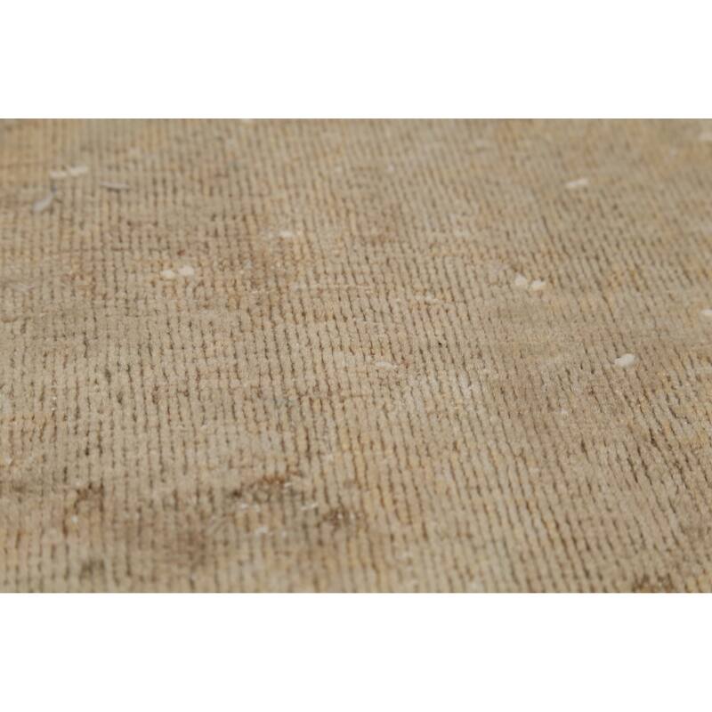 Hand Knotted Oriental 100% Wool Carpet Traditional Distressed Brown Mashad Area Rug - 13' 1'' X 9' 8''