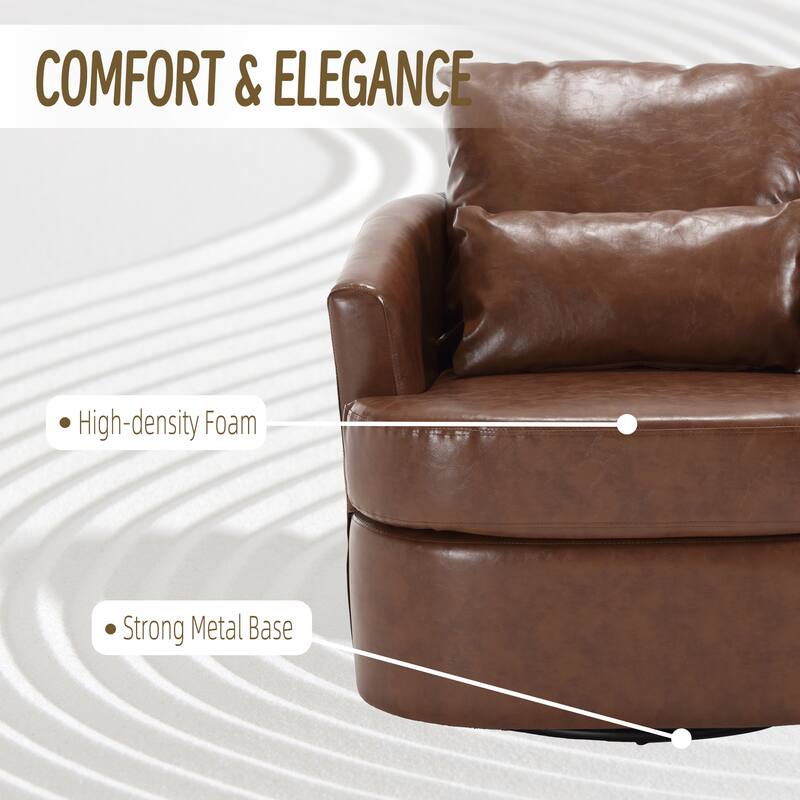 32.68" Swivel Barrel Chair with Metal Base