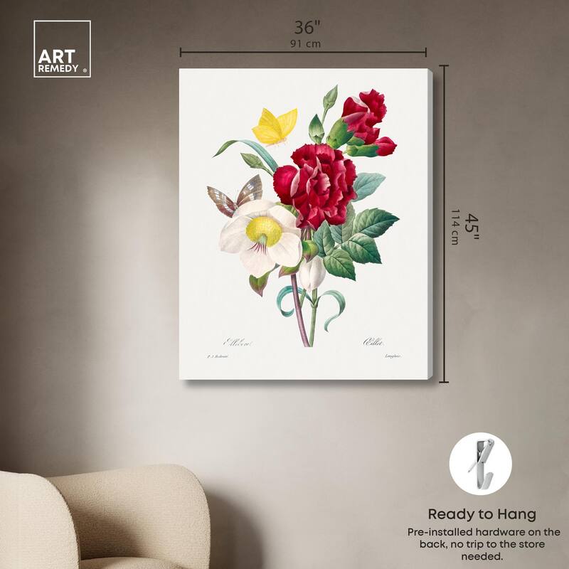 Winter Rose and Carnation Canvas by Art Remedy, Gallery Wrapped
