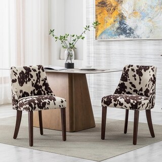 Set of 2 Mid Century Modern Fabric Dining Chairs with Nailhead Trim ...