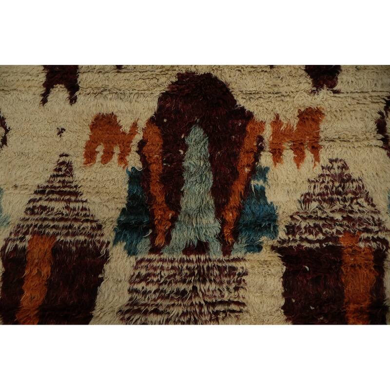 Hand Knotted Oriental 100% Wool Carpet Modern Tribal Beige & Ivories Moroccan Area Rug - 9' 2'' X 8' 2''