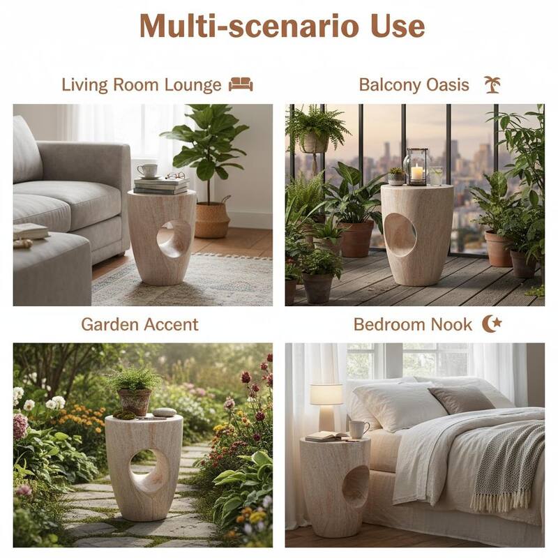 Christopher Knight Home - Modern Indoor/Outdoor 19.29"H MgO Accent Side End Table with Sculptural Cutout & Marble Finish