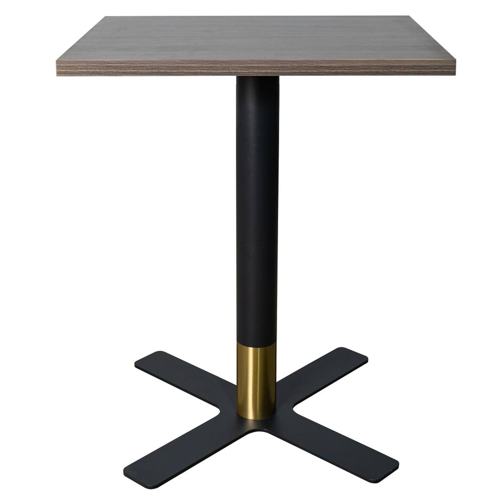 Vail Square Dining Table with 24 in. MDF Tabletop in Black Stainless Steel Cross Legs with Gold Accent Base Kitchen Table