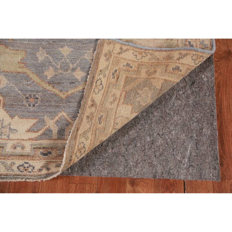 Hand Knotted Oriental 100% Wool Carpet Transitional All-Over Greys & Charcoal Oushak Runner Rug - 12' 1'' X 3' 0''