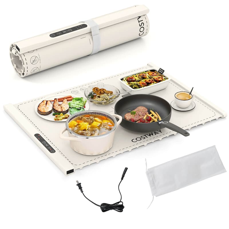 Costway Rollable & Portable Electric Warming Tray with Fasting Heating - See Details - White