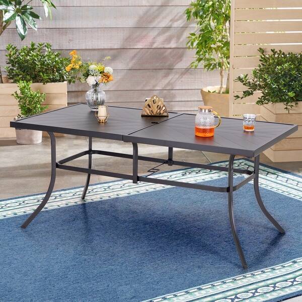 Sophia & William Metal Patio Dining Table Black Rectangular Outdoor