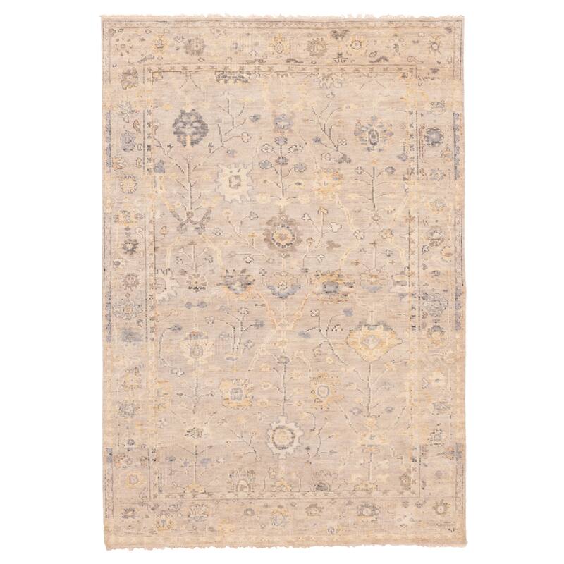 ECARPETGALLERY Hand-knotted Modern Oushak Light Grey Wool Rug - 5'8 x 8'6