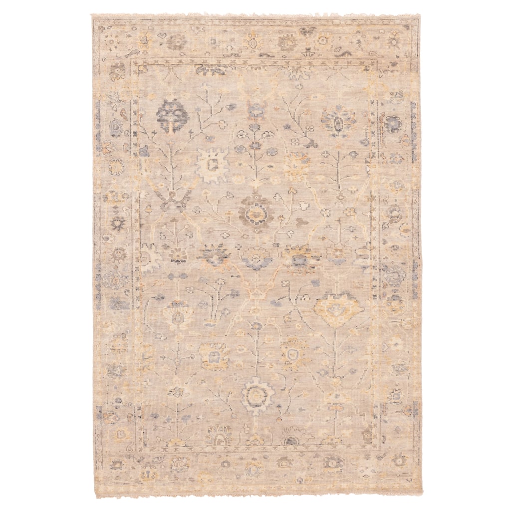 ECARPETGALLERY Hand-knotted Modern Oushak Light Grey Wool Rug - 5'8 x 8'6