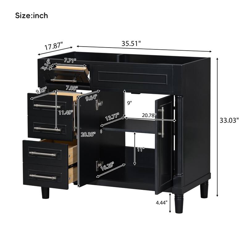 36 inch MDF Freestanding Bathroom Vanity without Counter Top