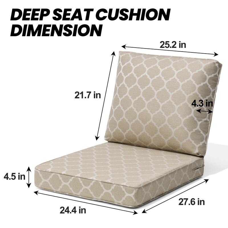 24.4 in W * 27.6 in D Outdoor Patio Deep Seat Chair Cushion Set