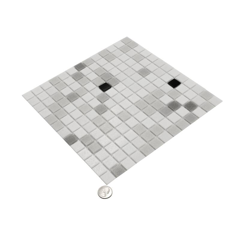 Apollo tile 12" x 12" Mingles Glossy White Black Glass Tile (20 sq ft/case) - 20 Pack