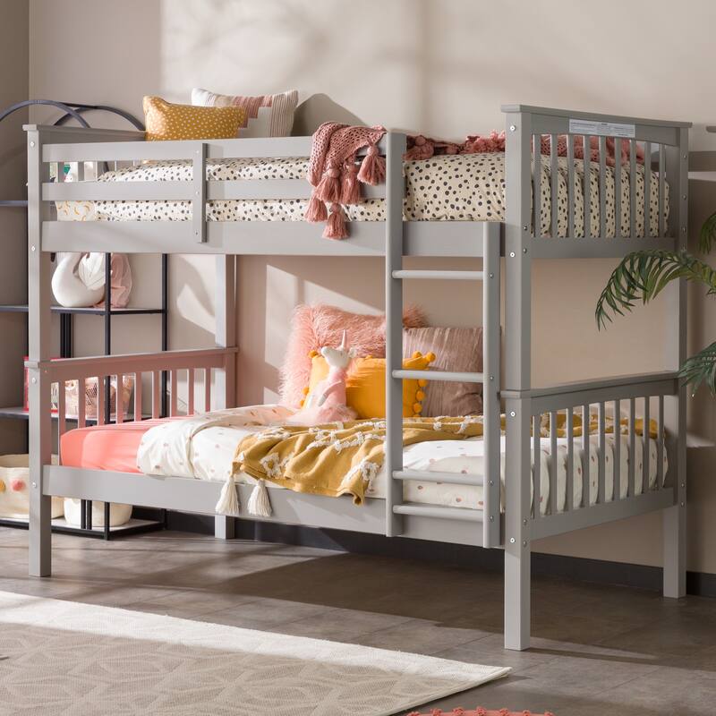 Walker Edison Como Solid Wood Mission Twin Convertible Bunk Bed