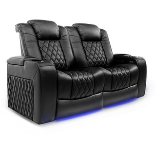 Valencia Tuscany Top Grain Nappa 11000 Leather Home Theater Seating Power Recliner Row of 2 Loveseat Black