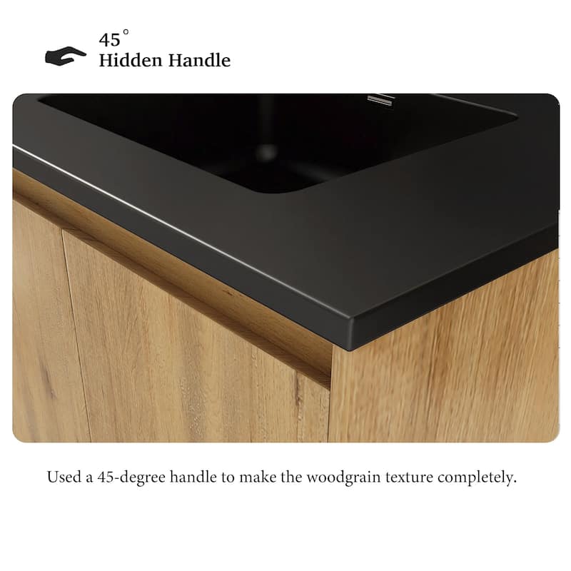 Freestanding Bathroom Vanity Set in Oak with Integrated Solid Surface Sink