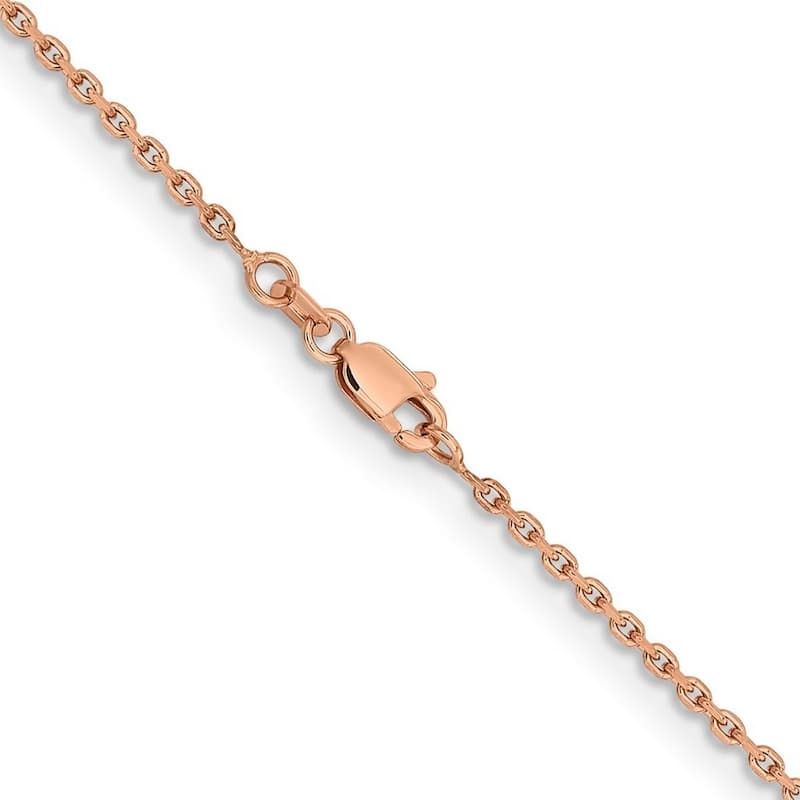 Curata 14k Rose Gold 1.65mm Solid Diamond-Cut Cable Chain Necklace Options: 16 18 20