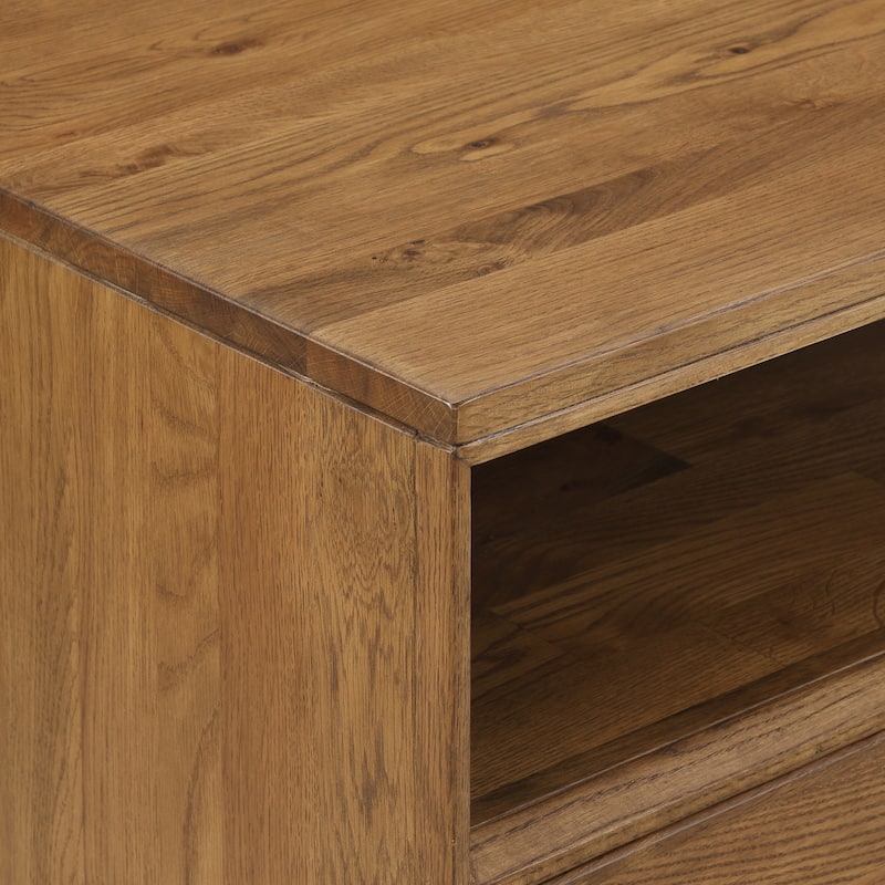 Aldo Solid Oak Wood 4 Drawer Dresser with Open Shelves 59" x 20" x 33"