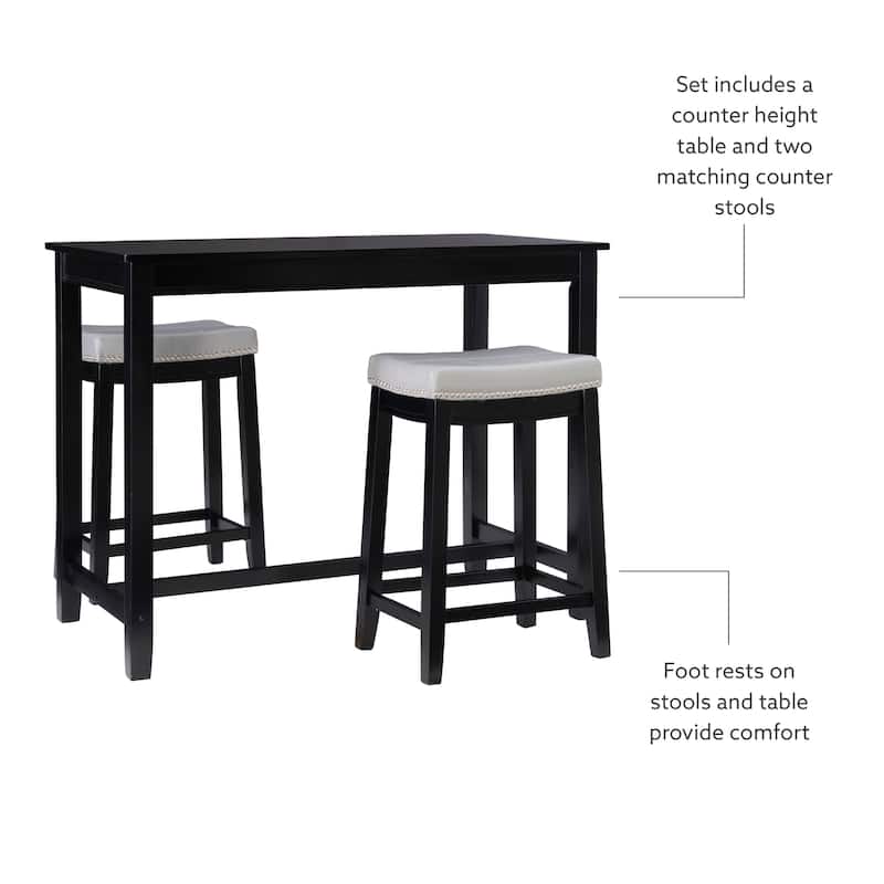 3-Piece Counter Table and Stools - 47.25" - Black and Gray