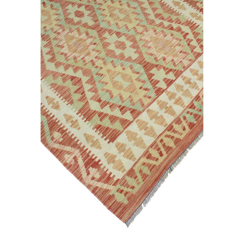 Sun Faded Flatweave Zafirah Red/Ivory Rug - 4'2" x 6'1"