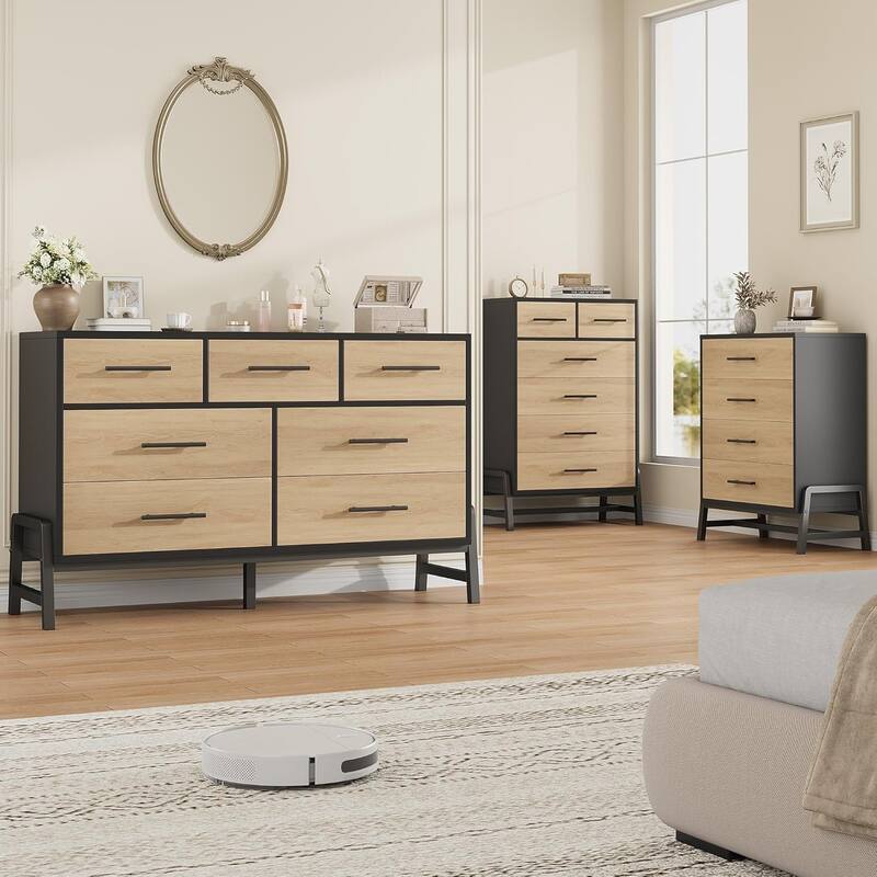6 - Drawer Dresser for Bedroom, 46.6" Tall Dresser, Tall Drawer with Storage Freestanding