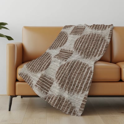 Premium Machine Washable ASB119 Modern Circles Sherpa Throw Blanket