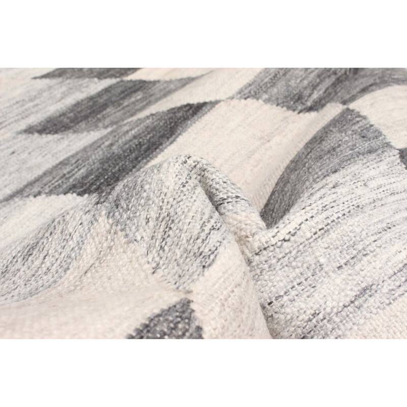 ECARPETGALLERY Flat-Weave Ankara FW Dark Grey Wool Kilim - 4'10 x 8'2