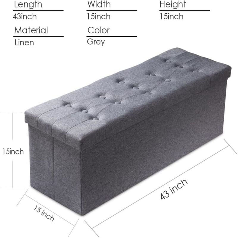 Ottoman with Storage Linen 43x15x15 inches