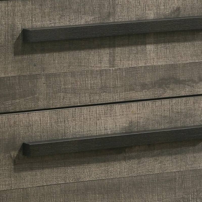 Ruthe Nightstand with 2 Drawers, Wide Top, Ebony Black, Gray Wood