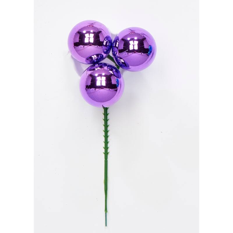 40mm Plastic Ball Pick x 3, Purple, Set of 12 - 9"