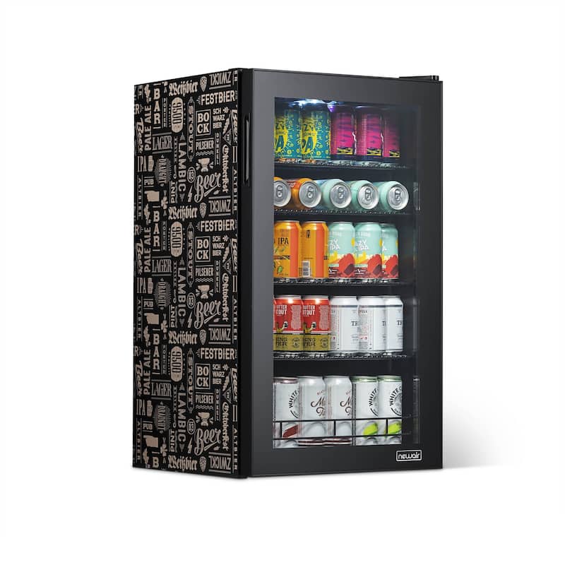 Newair “Beers of the World” Custom Designed Freestanding 126 Can Beer Fridge - Black