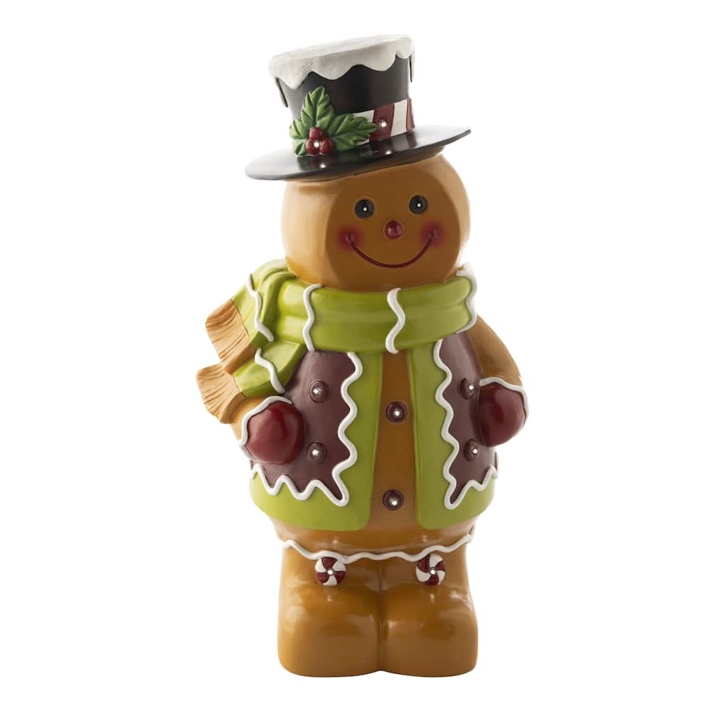 Indoor/Outdoor Lighted Gingerbread Boy Shorty Statue