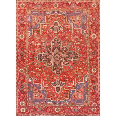 Hand Knotted Oriental 100% Wool Carpet Traditional Medallion Oranges & Rust Heriz Area Rug - 13' 0'' X 10' 3''
