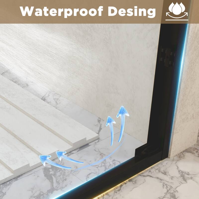 GDFStudio - Alden Adjustable Frameless Double Sliding Shower Door for Modern Bathroom Spaces