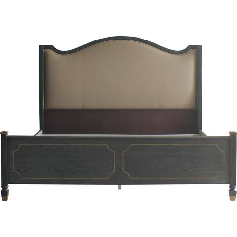 Upholstered Wooden California King Bed in Tan and Tobacco