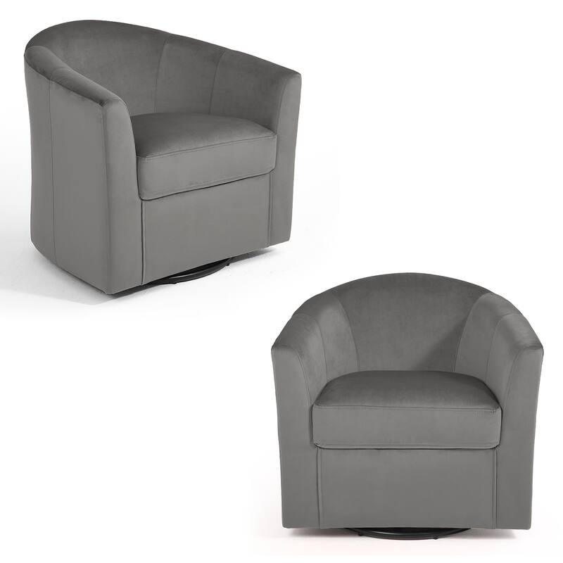 2 Set Modern Upholstered Swivel Barrel Chair Living Room Accent Chair