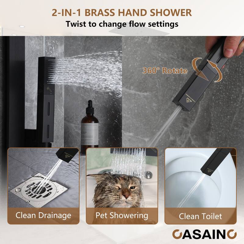 6-Function LED 64-Color with Music Deluxe Thermostatic Shower System