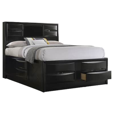 Briana Transitional Wood Storage Bookcase Bed Black