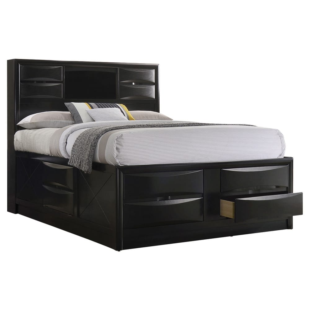 Briana Transitional Wood Storage Bookcase Bed Black