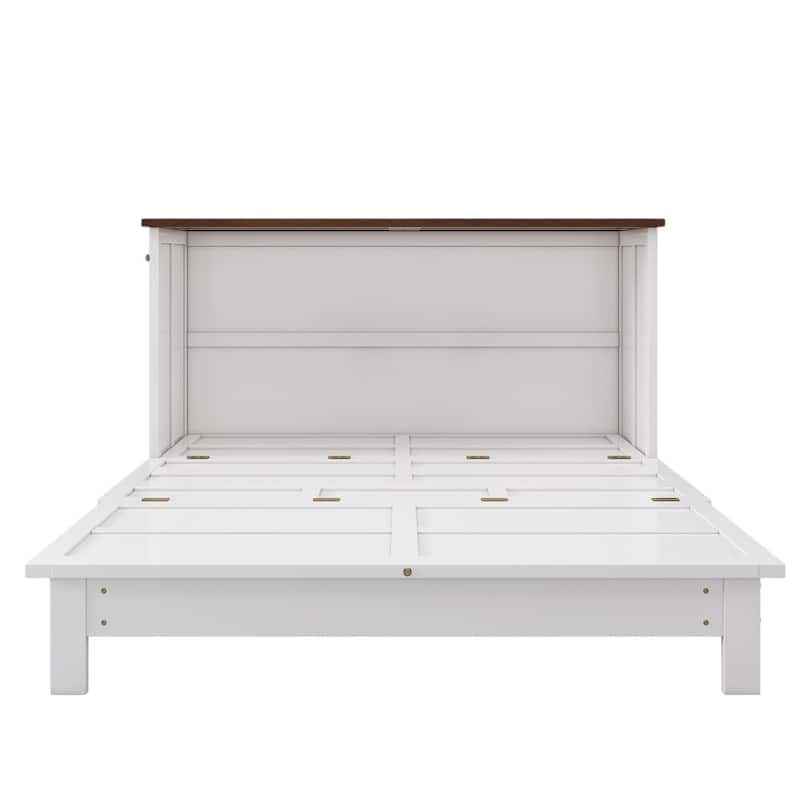 HomeRoots White Wood Full Murphy Bed With USB And Drawer