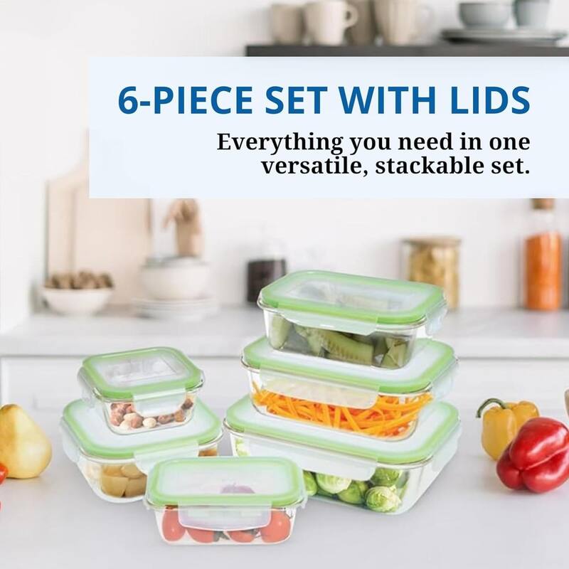 Westinghouse 6-Piece Glass Food Storage Container Set - 320 to 1520ml