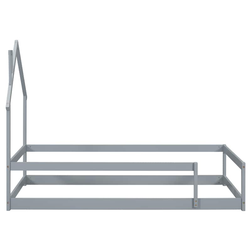 Twin Size Wood bed with House-shaped Headboard