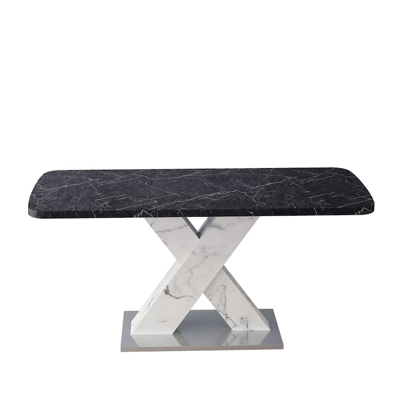 Square Dining Table with Printed Marble Table Top