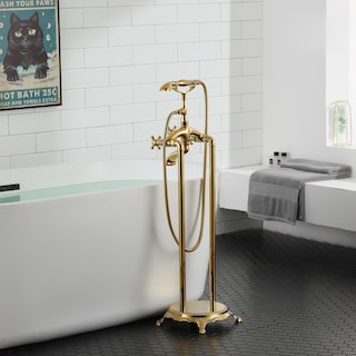 Ti gold Freestanding Tub Filler Faucet with Handshower