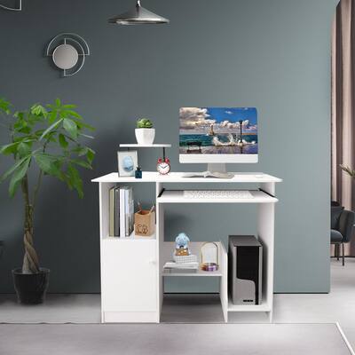 Multi-Function Computer Desk With Sliding Keyboard Tray