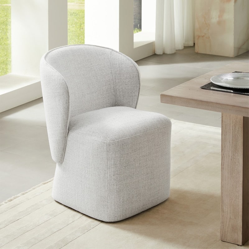 Kyle Morden Fabric Dining Room Chair with Casters Wrap-round Back