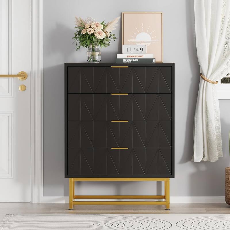4 Drawer Dresser for Bedroom, Small Chest of Drawers with Storage