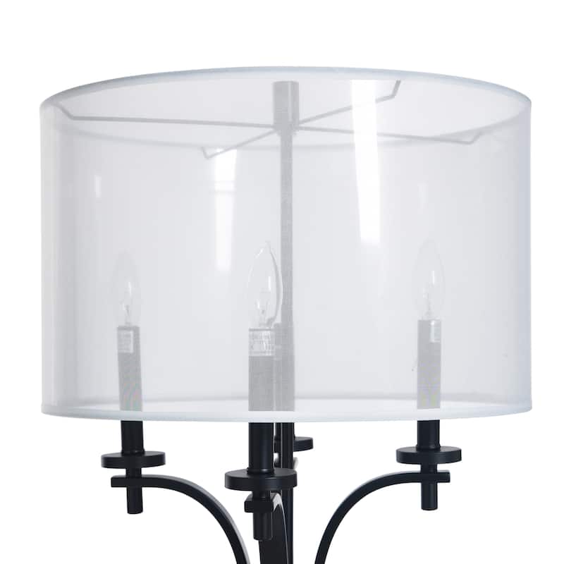 StyleCraft Bellamy Candelabra Floor Lamp - Corcy Gold & Black - White Shade