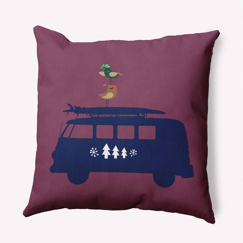 Christmas Surf Bird Indoor/Outdoor Beachy Christmas Throw Pillow - 20" x 20" - Passion Flower